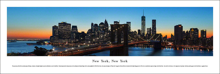 New York City Brooklyn Bridge Skyline Panoramic Art Print