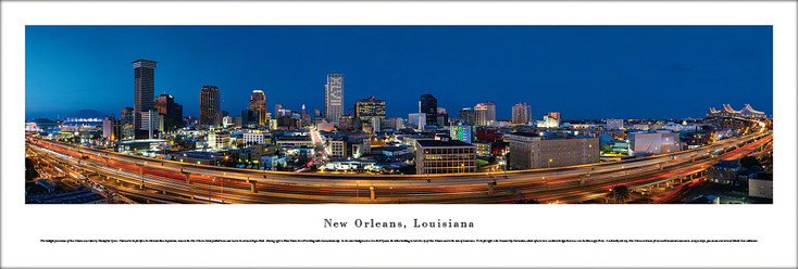 New Orleans, Louisiana at Twilight Skyline Panoramic Art Print