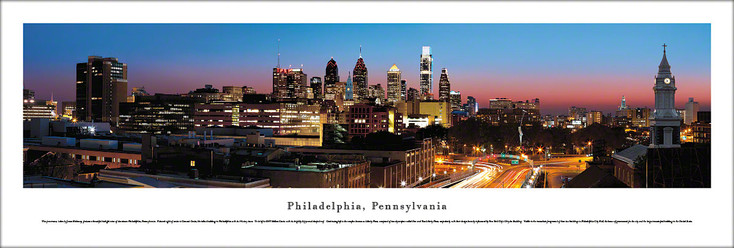 Philadelphia, Pennsylvania at Twilight Skyline Panoramic Art Print