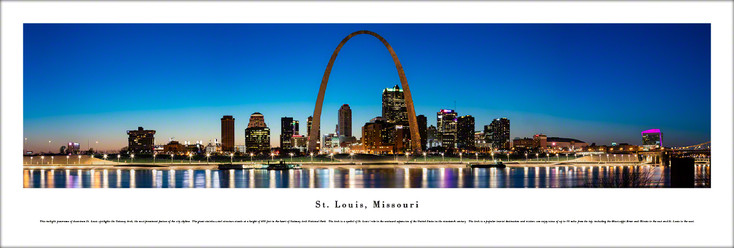 St. Louis, Missouri Gateway Arch at Night Skyline Panoramic Art Print