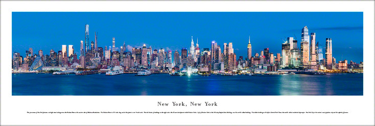 New York City Manhattan and the Hudson River at Twilight Skyline Panoramic Art Print