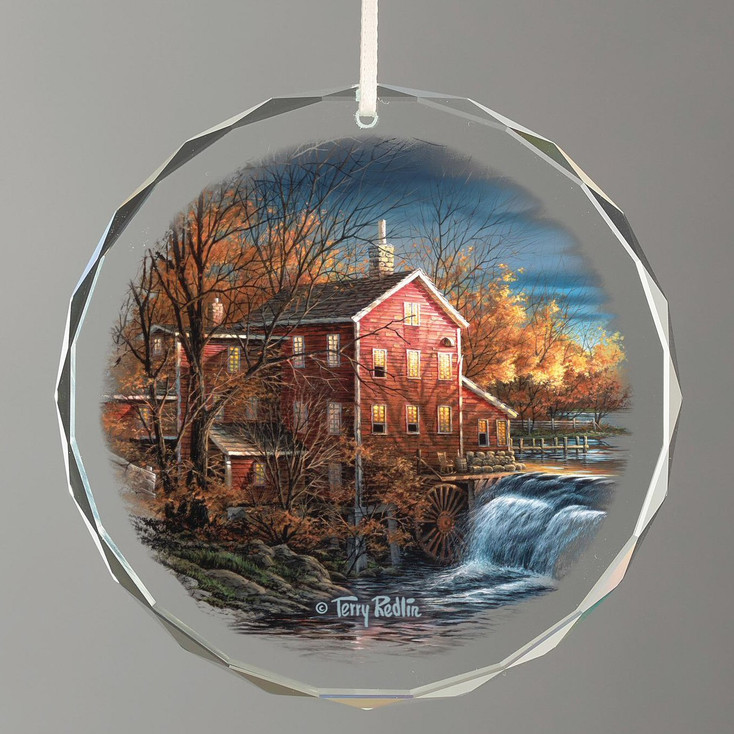 Autumn Afternoon Round Glass Christmas Tree Ornaments, Set of 6