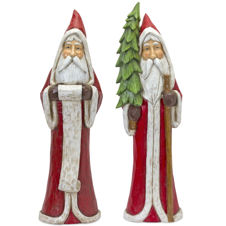 37.5" Whimsical Santa Resin Sculptures, Set of 2