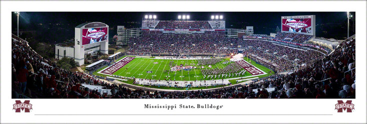 Mississippi State Bulldogs Football Run Out Panoramic Art Print - Panorama Wall Decor - NCAA - Blakeway Panoramas