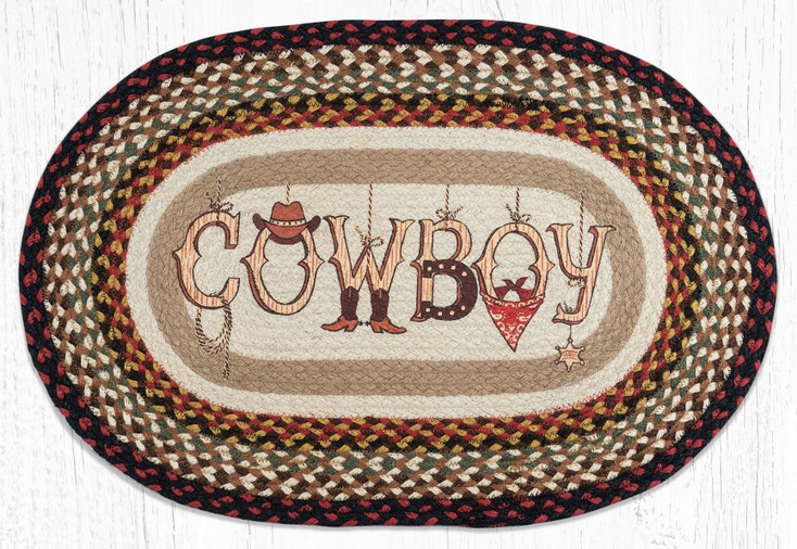 20" x 30" Cowboy Braided Jute Oval Rug