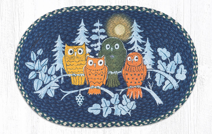 20" x 30" Midnight Owls Braided Jute Oval Rug by Phyllis Stevens