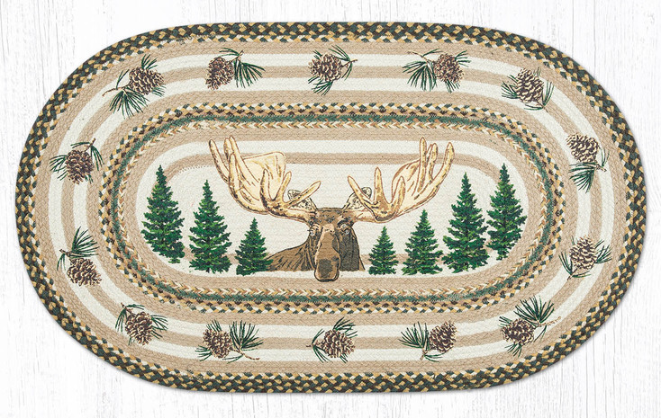 27" x 45" Bull Moose Braided Jute Oval Rug by Harry W. Smith