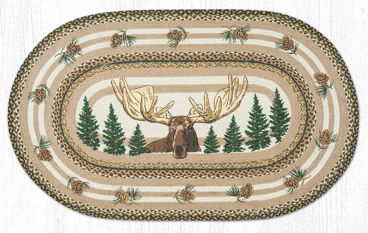 3' x 5' Bull Moose Braided Jute Oval Rug by Harry W. Smith