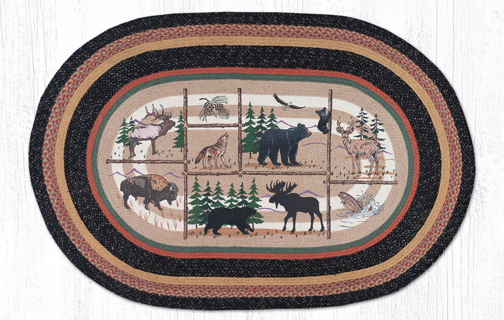 4' x 6' Lodge Animals Braided Jute Oval Rug by Harry W. Smith