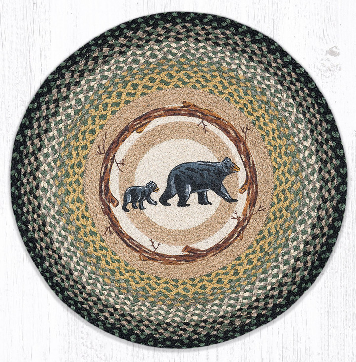 27" Mama Bear Braided Jute Round Rug by Jan Harless