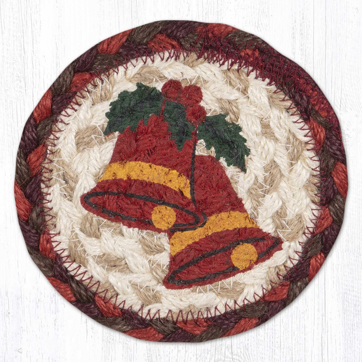 Holiday Bell Printed Jute Coasters by Harry W. Smith, Set of 8