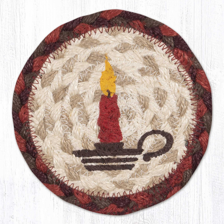 Christmas Candle Printed Jute Coasters by Harry W. Smith, Set of 8