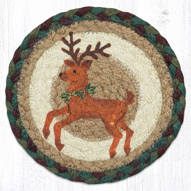 7" Reindeer Large Round Coasters by Suzanne Pienta, Set of 4