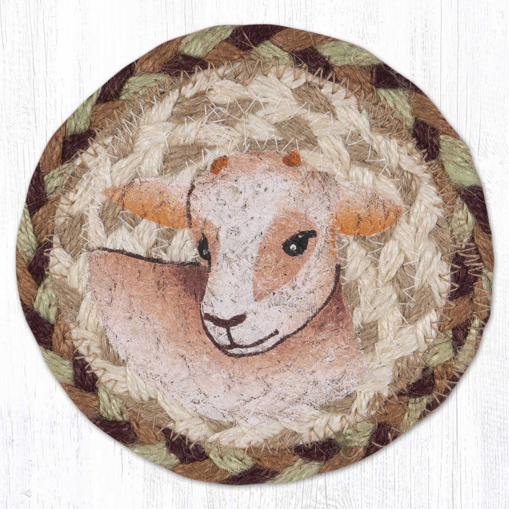Kid Goat Printed Jute Coaster by Suzanne Pienta