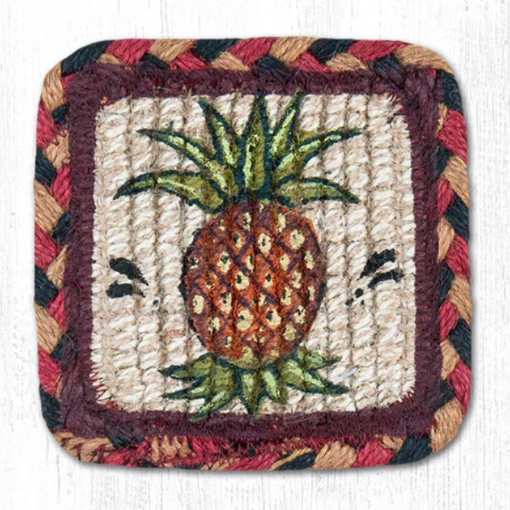 Pineapple Wicker Weave Square Jute Coasters by Susan Burd, Set of 8