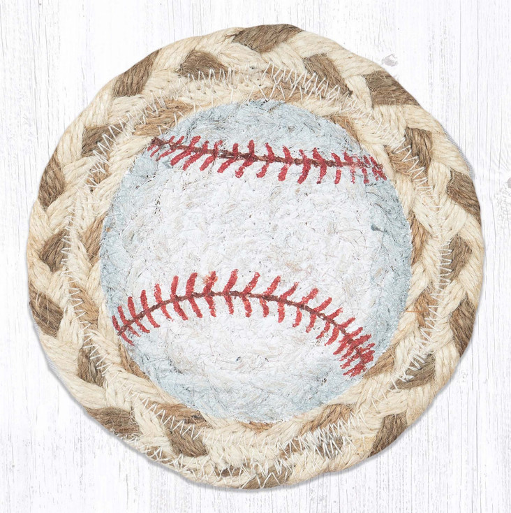 Baseball Printed Jute Coaster by Suzanne Pienta