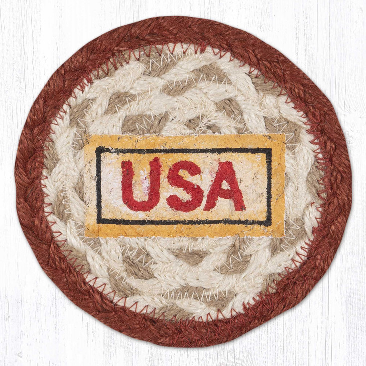 Sunflower Truck Plate Printed Jute Coaster by Sandy Clough