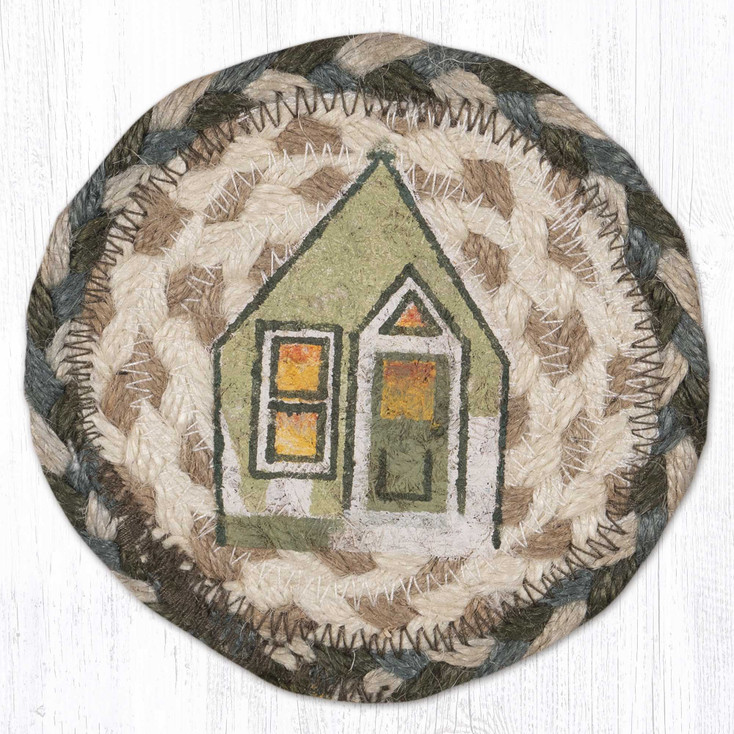 Holiday Village Printed Jute Coasters by Sandy Clough, Set of 8