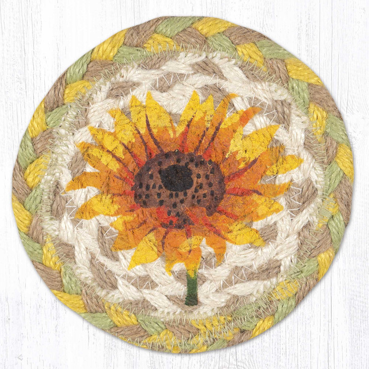 Sunflower Printed Jute Coasters by Sandy Clough, Set of 8