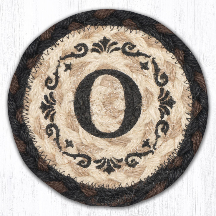 O Monogram Printed Jute Coaster by Harry W Smith