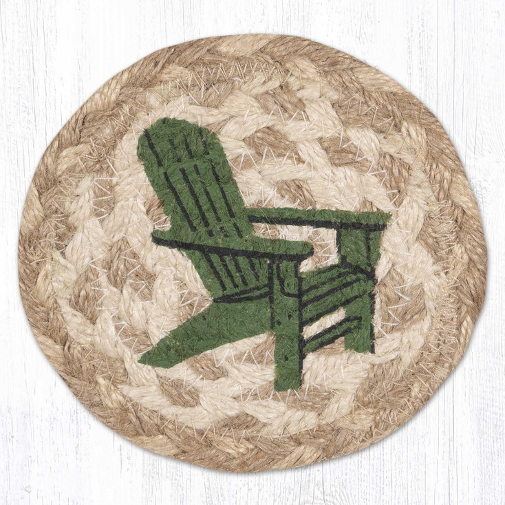 Adirondack Chair Printed Jute Coaster by Harry W Smith