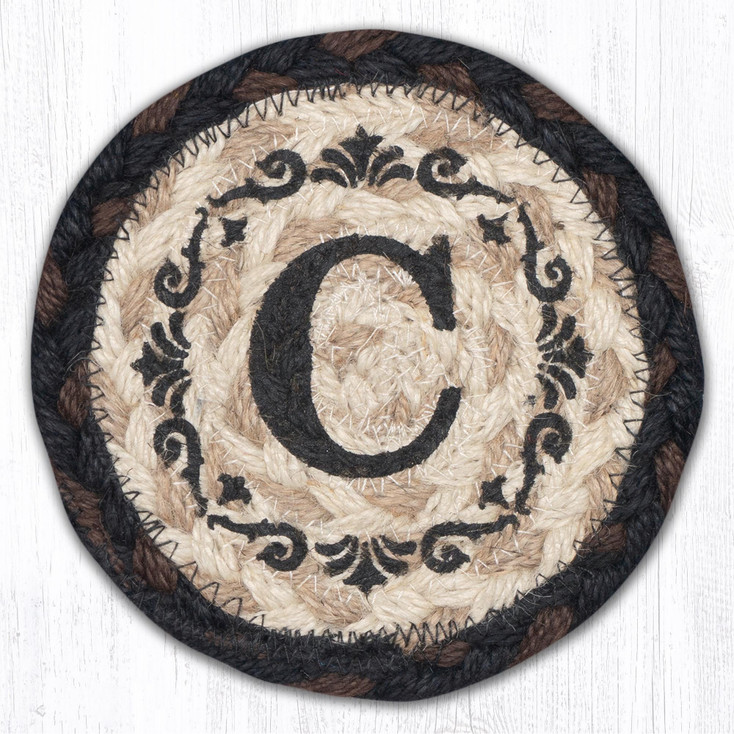 C Monogram Printed Jute Coaster by Harry W Smith