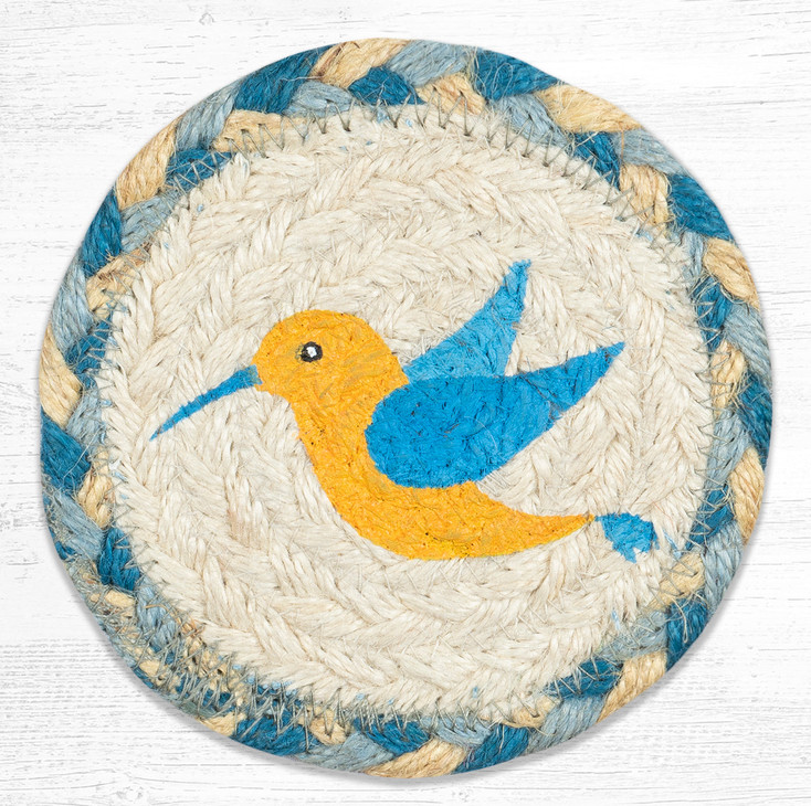 Hummingbird Printed Jute Coasters, Set of 8