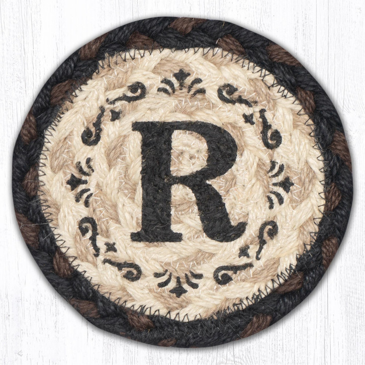 R Monogram Printed Jute Coaster by Harry W Smith