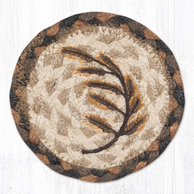Golden Wheat Printed Jute Coaster by Susan Burd