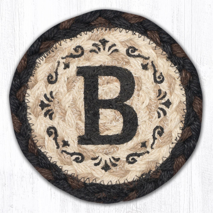 B Monogram Printed Jute Coaster by Harry W Smith