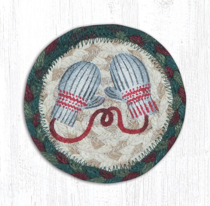 Winter Mittens Printed Jute Coaster by Sandy Clough