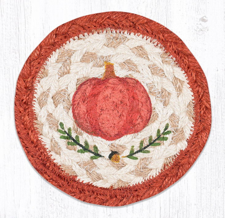 Pumpkin Perfect Printed Jute Coaster by Suzanne Pienta