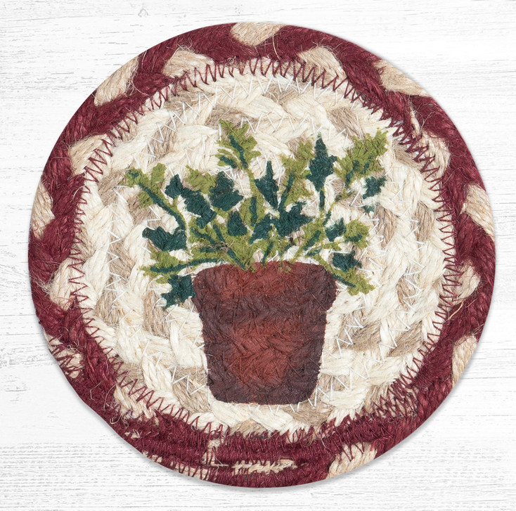 Parsley Printed Jute Coaster by Susan Burd