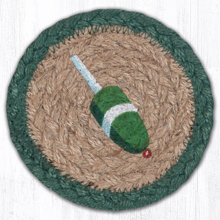 Green Buoy Printed Jute Coasters by Harry W. Smith, Set of 8