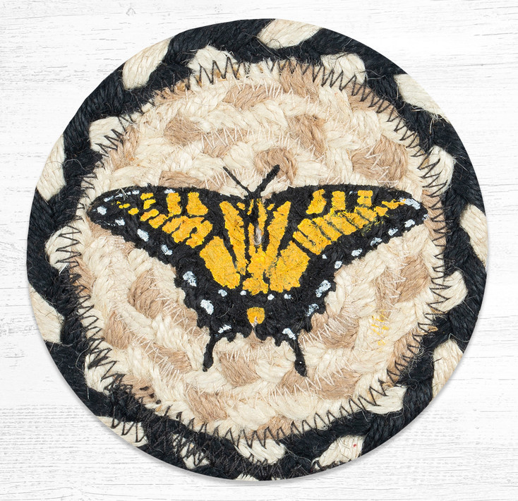 Swallowtail Butterfly Printed Jute Coaster by Harry W Smith