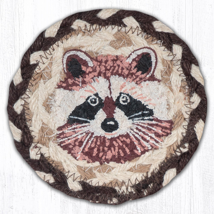 Raccoon Printed Jute Coasters by Harry W. Smith, Set of 8