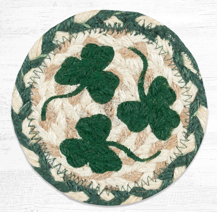 Irish Shamrocks Printed Jute Coasters by Harry W. Smith, Set of 8