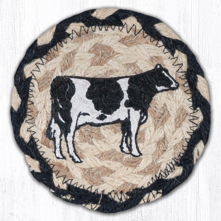 Cow Printed Jute Coaster by Harry W Smith