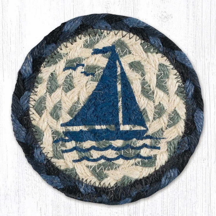 Sailboat Printed Jute Coaster by Harry W Smith