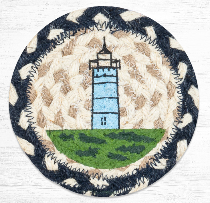Nubble Lighthouse Printed Jute Coaster by Harry W Smith