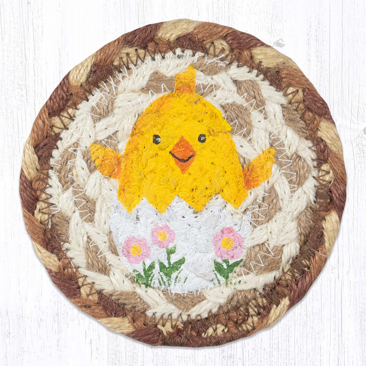 Easter Chick Printed Jute Coaster by Suzanne Pienta
