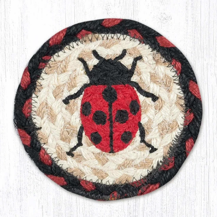 Ladybug Printed Jute Coaster by Harry W Smith