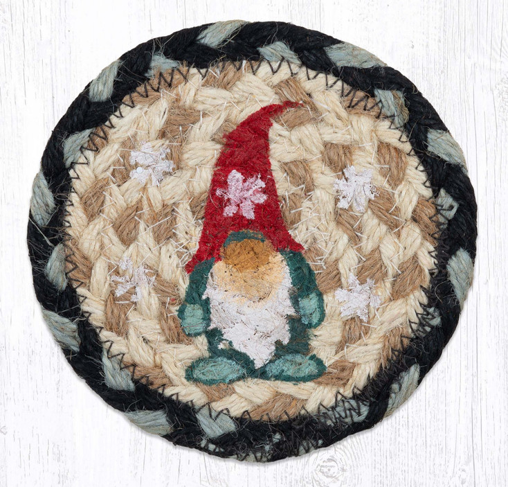 Winter Gnome Printed Jute Coasters by Harry W. Smith, Set of 8