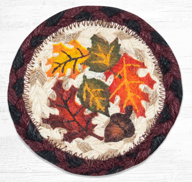 Autumn Printed Jute Coasters by Suzanne Pienta, Set of 8