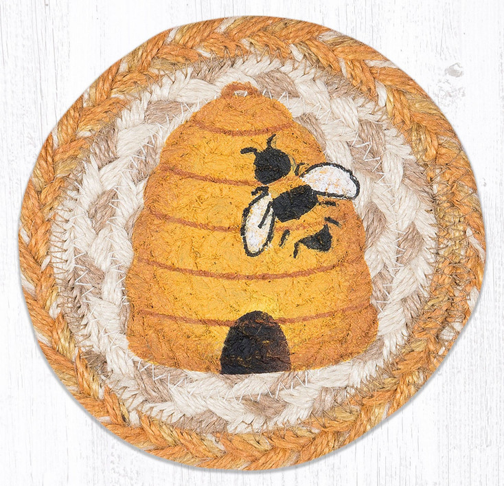 Beehive Printed Jute Coaster by Suzanne Pienta