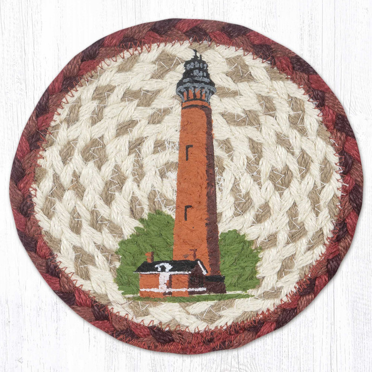 7" Currituck Lighthouse Large Round Coasters by Harry W. Smith, Set of 4