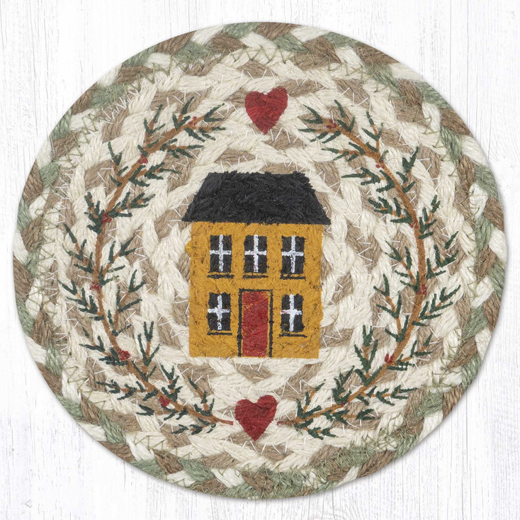 7" House & Garland Large Round Coasters by Suzanne Pienta, Set of 4