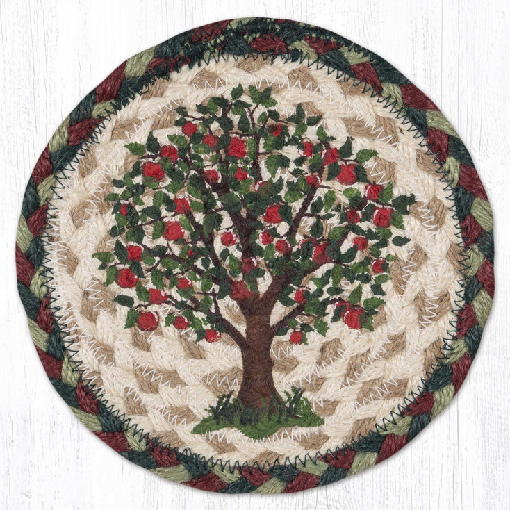 Apple Tree Large Round Jute Coaster