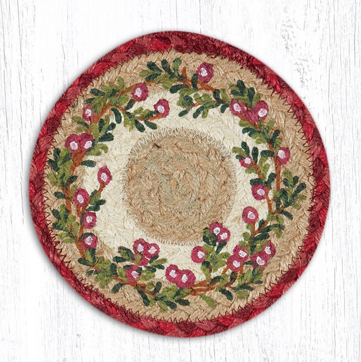 Cranberries Large Round Jute Coaster by Harry W Smith
