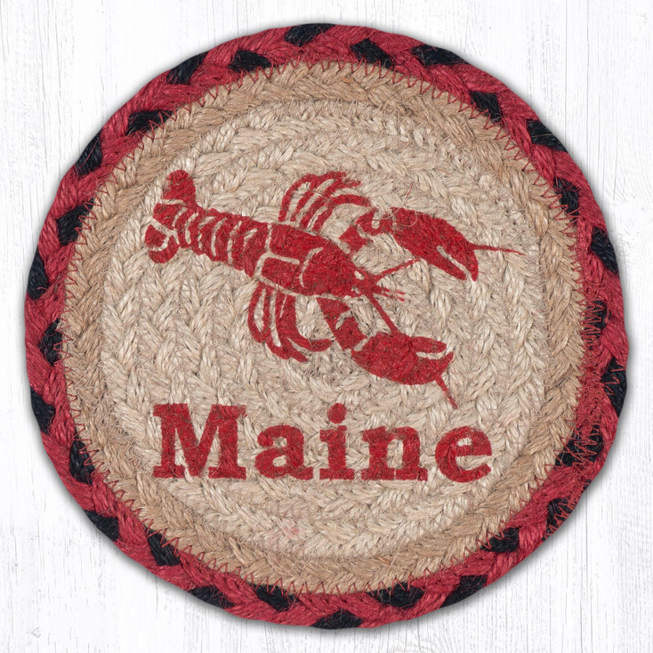 Lobster Maine Large Round Jute Coaster by Harry W Smith